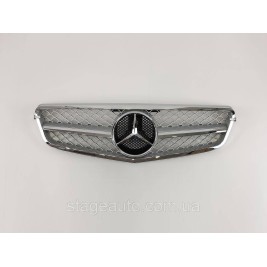 Решетка радиатора на Mercedes C-Class W204 2007-2014 год AMG стиль ( Серый с хром вставками )