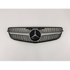 Решетка радиатора на Mercedes C-Class W204 2007-2014 год Diamond ( Серая с хром вставками )