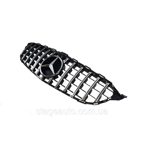 Решетка радиатора на Mercedes C-Class W205 2014-2018 год GT Chrome Black ( с местом под камеру )