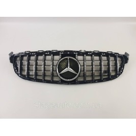 Решетка радиатора на Mercedes C-Class W205 2014-2020 год GT Panamericana ( Черная с вертикальными хром полоск