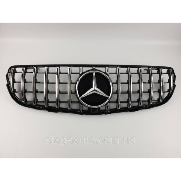 Решетка радиатора на Mercedes GLS-Class X166 2015-2019 год GT Panamericana ( Черная с вертикальными хром полос