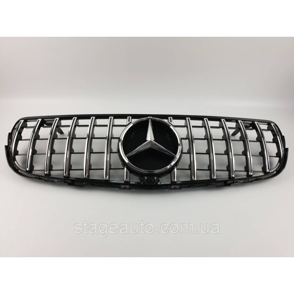Решетка радиатора на Mercedes GLS-Class X166 2015-2019 год GT Panamericana ( Черная с вертикальными хром полос