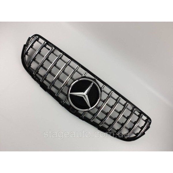Решетка радиатора на Mercedes GLS-Class X166 2015-2019 год GT Panamericana ( Черная с вертикальными хром полос