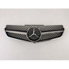 Решетка радиатора на Mercedes E-class Coupe C207 2009-2013 год AMG стиль ( Черная с хром полоской )