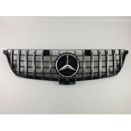 Решетка радиатора на Mercedes ML-Class W166 2011-2015 год GT Panamericana ( Черная с вертикальными хром полоск