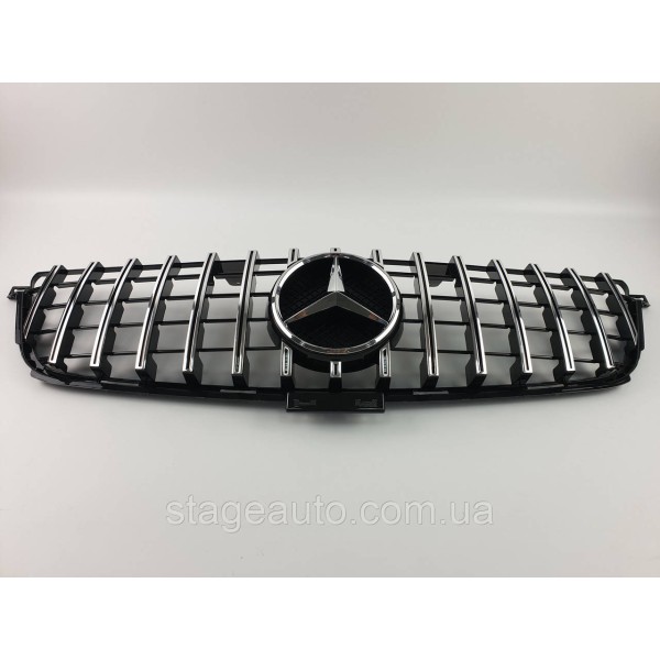 Решетка радиатора на Mercedes ML-Class W166 2011-2015 год GT Panamericana ( Черная с вертикальными хром полоск