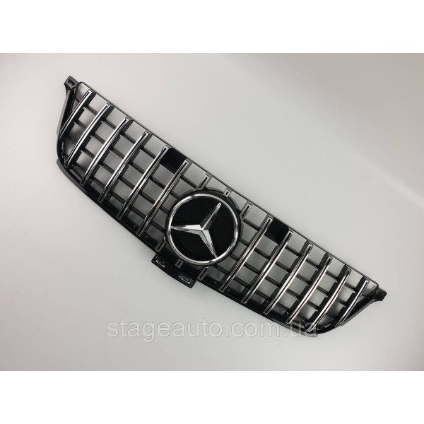 Решетка радиатора на Mercedes ML-Class W166 2011-2015 год GT Panamericana ( Черная с вертикальными хром полоск