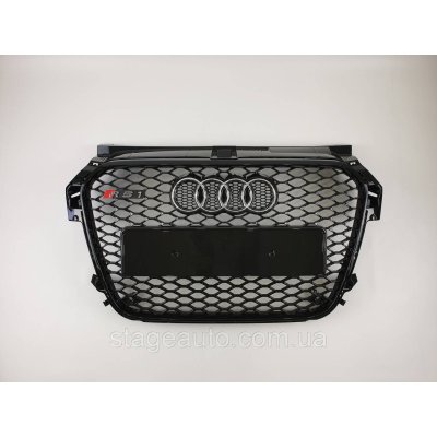 Решетка радиатора Audi A1 2010-2014год Черная с хром емблемой (в стиле RS)