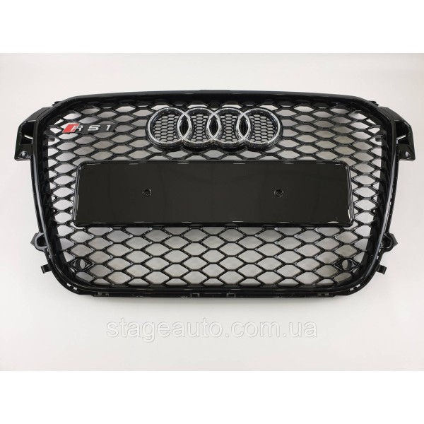Решетка радиатора Audi A1 2010-2014год Черная с хром емблемой (в стиле RS)