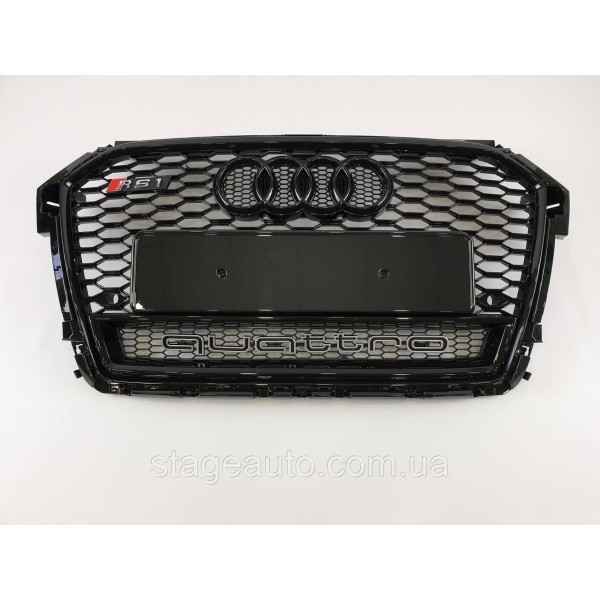 Решетка радиатора Audi A1 2014-2019год Черная с емблемой QUATTRO (в стиле RS)