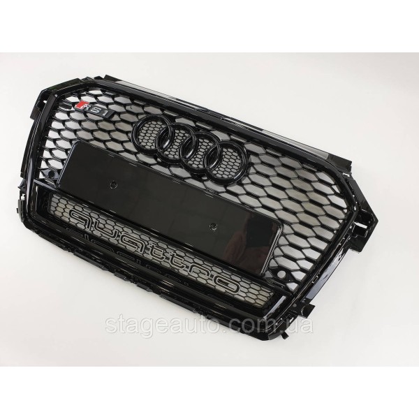 Решетка радиатора Audi A1 2014-2019год Черная с емблемой QUATTRO (в стиле RS)