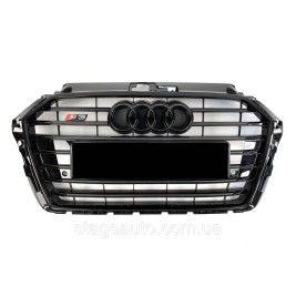 Решетка радиатора в стиле S-Line на Audi A3 8V 2016-2020 год Черная