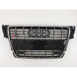 Решетка радиатора Audi A4 2007-2011год Черная с хромом (в стиле S-Line)