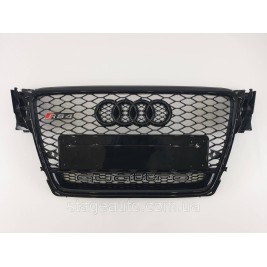 Решетка радиатора Audi A4 2007-2011год Черная с емблемой QUATTRO (в стиле RS)