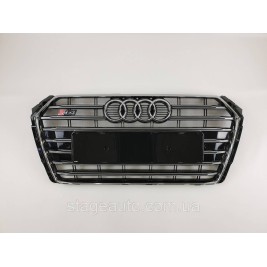Решетка радиатора Audi A4 2015-2019год Черная с хромом (в стиле S-Line)