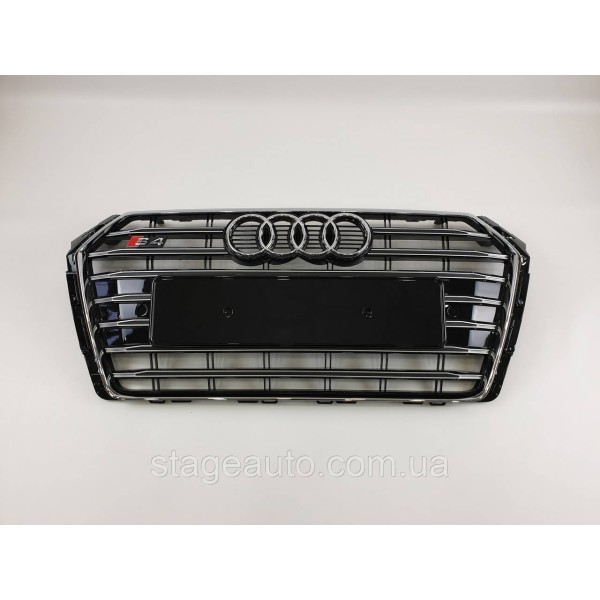 Решітка радіатора Audi A4 2015-2019 рік Чорна з хромом (в стилі S-Line)