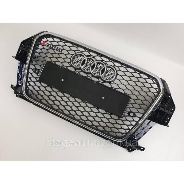 Решетка радиатора Audi Q3 2011-2014год Черная с хромом (в стиле RS)