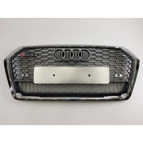 Решітка радіатора Audi Q5 2016-2020 рік Серая з хром рамкою (в стилі RS)