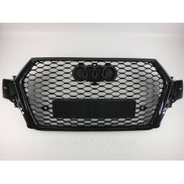 Решетка радиатора Audi Q7 2015-2020год Черная (в стиле RS)