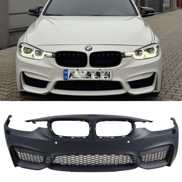 Передний бампер на BMW 3 Series F30 2012-2018 год ( в стиле BMW M3 F80 )