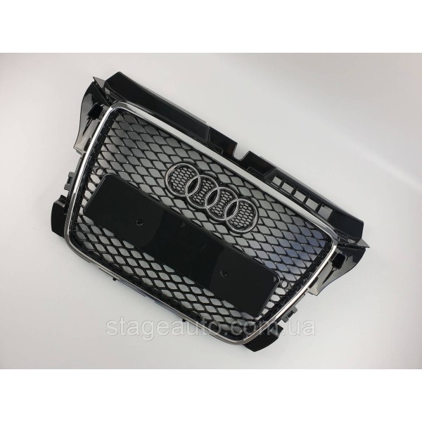 Решетка радиатора Audi A3 2008-2012год Черная с хромом (в стиле RS)