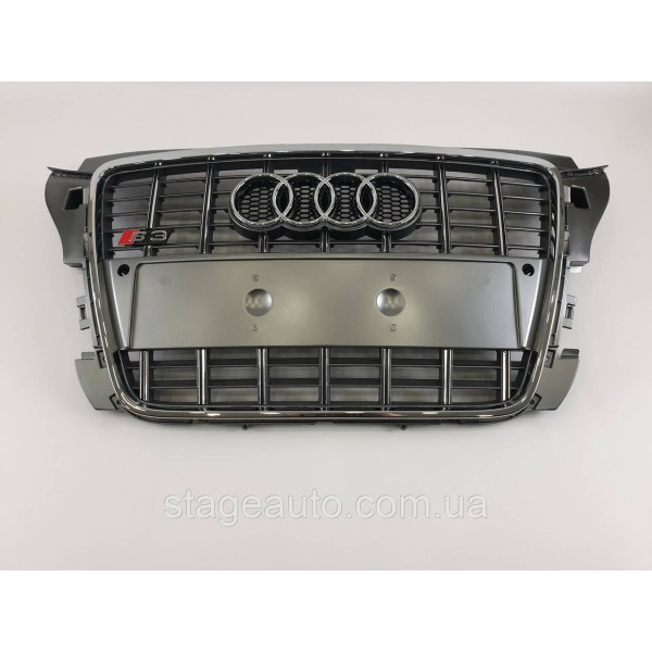 Решетка радиатора Audi A3 2008-2012год Серая с хромом (в стиле S-Line)