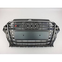 Решетка радиатора Audi A3 2013-2016год Серая с хромом (в стиле S-Line)