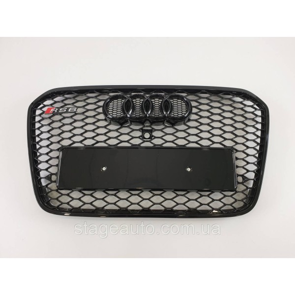 Решетка радиатора Audi A6 2011-2014год Черная под камеру (в стиле RS)