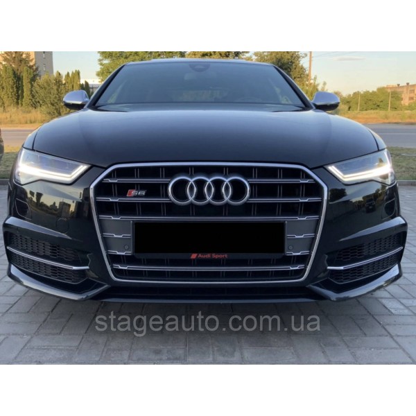 Решетка радиатора Audi A6 2014-2018год Серая с хромом (в стиле S-Line)