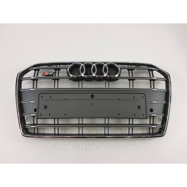 Решетка радиатора Audi A6 2014-2018год Серая с хромом (в стиле S-Line)