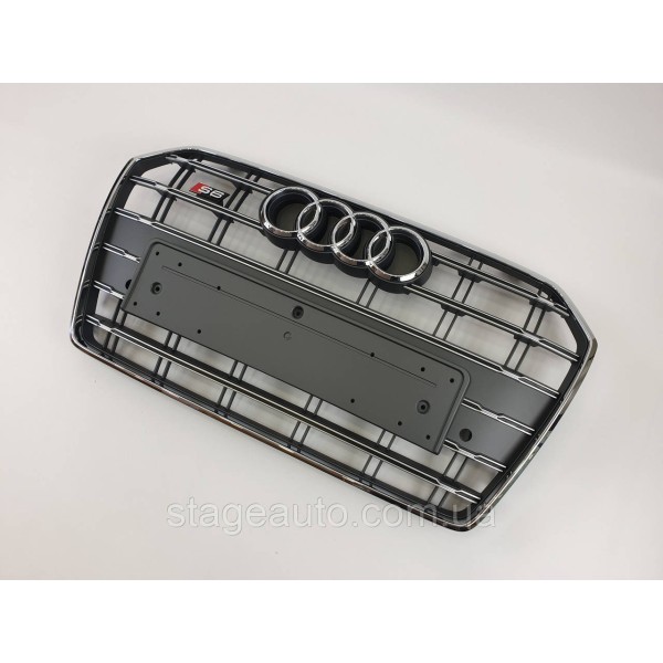 Решетка радиатора Audi A6 2014-2018год Серая с хромом (в стиле S-Line)
