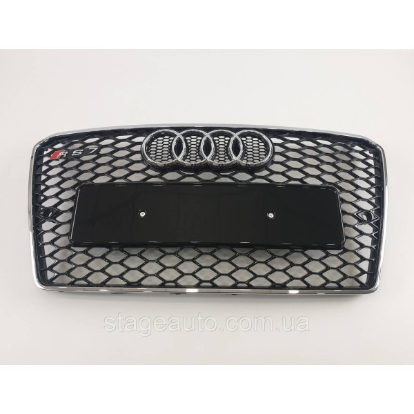 Решетка радиатора Audi A7 2010-2014год Черна с хром рамкой (в стиле RS)