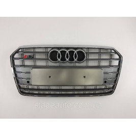 Решетка радиатора Audi A7 2014-2017год Серая с хромом (в стиле S-Line)