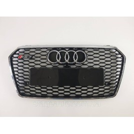 Решетка радиатора Audi A7 2014-2017год Черная с хром рамкой (в стиле RS)