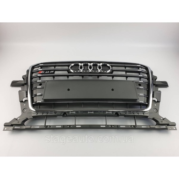 Решетка радиатора Audi Q5 2012-2016год Серая с хромом (в стиле S-Line)