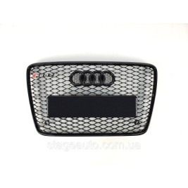 Решетка радиатора Audi Q7 2005-2015год Черная (в стиле RS)