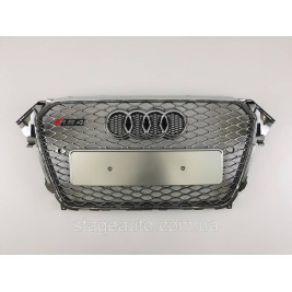 Решетка радиатора Audi A4 2011-2015год Серая с хром рамкой (в стиле RS)