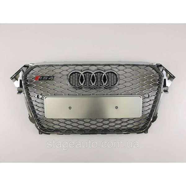 Решетка радиатора Audi A4 2011-2015год Серая с хром рамкой (в стиле RS)