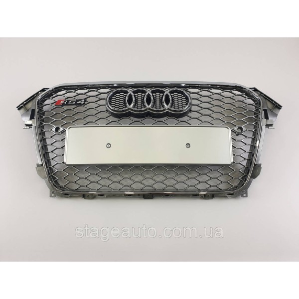 Решетка радиатора Audi A4 2011-2015год Серая с хром рамкой (в стиле RS)