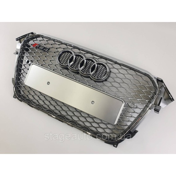 Решетка радиатора Audi A4 2011-2015год Серая с хром рамкой (в стиле RS)