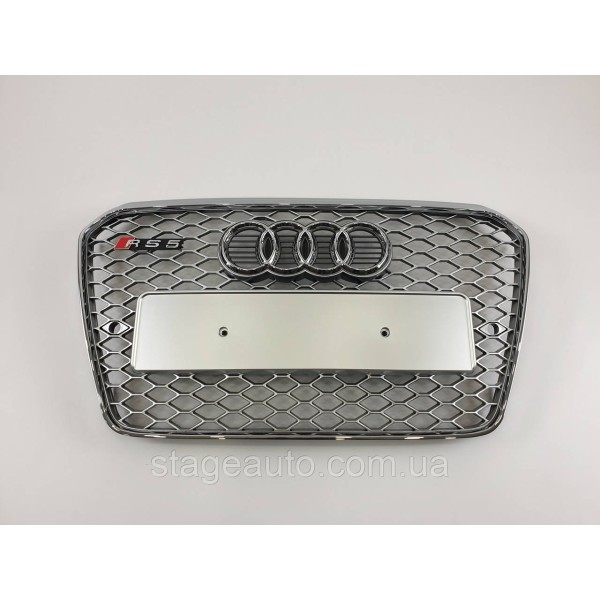 Решетка радиатора Audi A5 2011-2016год Серая с хром рамкой (в стиле RS)
