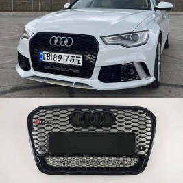 Решетка радиатора Audi A6 2011-2014год Черная Quattro (в стиле RS)