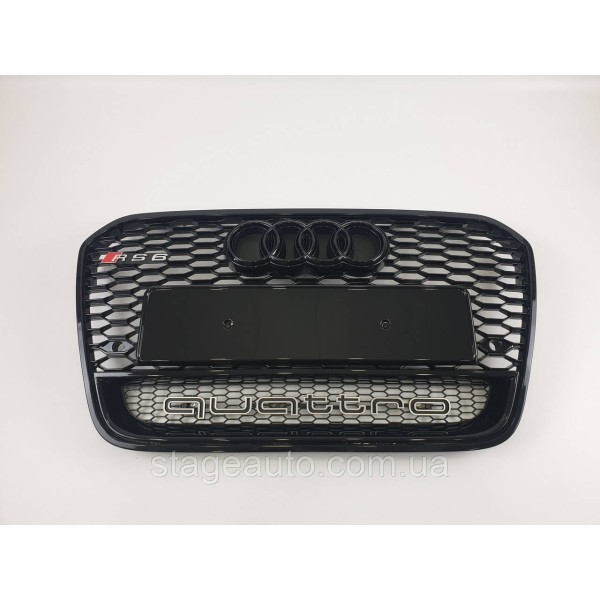 Решетка радиатора Audi A6 2011-2014год Черная Quattro (в стиле RS)