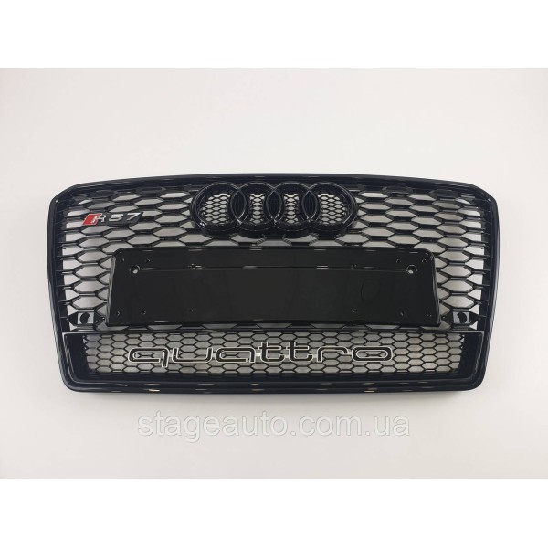 Решетка радиатора Audi A7 2010-2014год Черная Quattro ( в стиле RS)