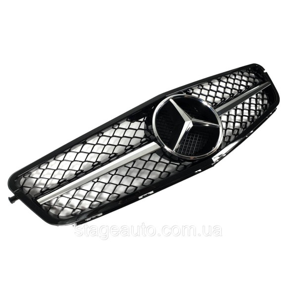 Решетка радиатора на Mercedes C-Class W204 2007-2014 года ( SL Black W/Moulding )