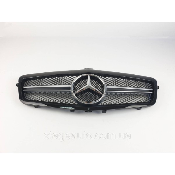 Решетка радиатора на Mercedes E-Class W212 2009-2013 год AMG стиль ( Серая с черной рамкой )