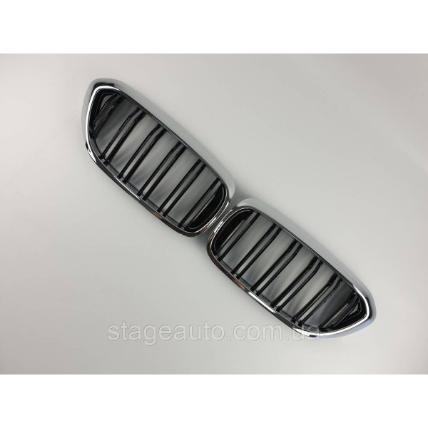 Ноздри BMW 5 Series G30 / G31 / F90 2017-2020 год Черные Глянцевые Хром Рамка ( Двойные M-Look )