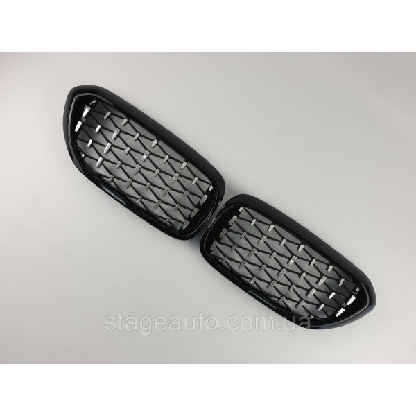 Ноздри на BMW 5 Series G30 / G31 / F90 2017-2020 год Diamond ( Черные с серым )