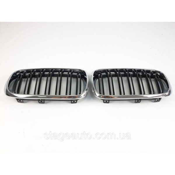 Ноздри на BMW X5 F15 2013-2018 год Черные Глянцевые Хром Рамка ( Двойные M-Look )