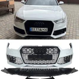 Передний бампер на Audi A6 C7 2014-2018 год ( в стиле Audi RS6 Quattro )